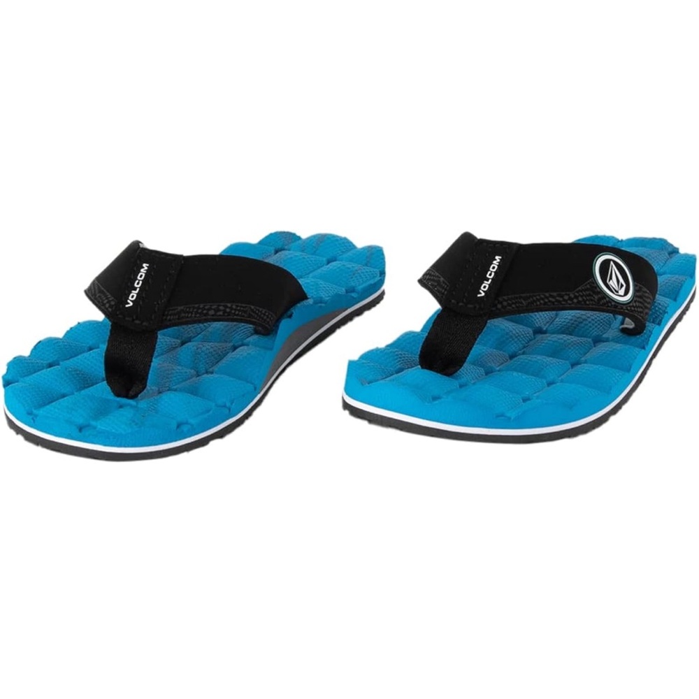 Volcom Boy's Recliner Big Youth Flip Flop Sandals Marina Blue - New 4 Big Boy